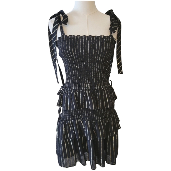 House of Harlow 1960 Black Smocked Mini Dress Size Small - Picture 1 of 5
